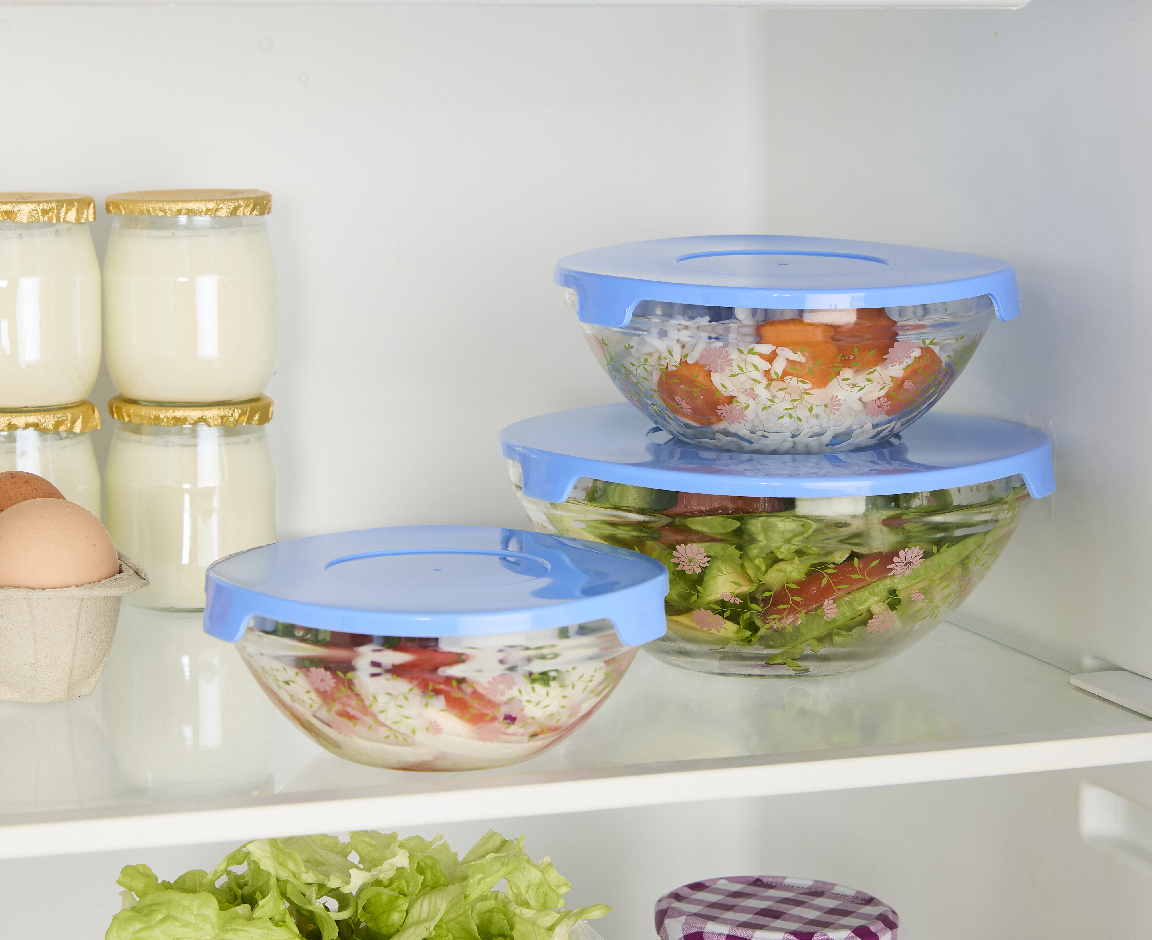 cadeau 3 bols de conservation en verre avec couvercle