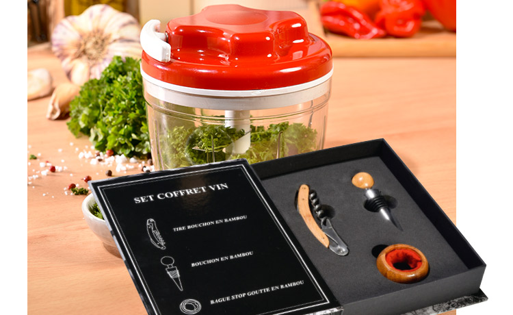 cadeau Hachoir manuel + coffret du sommelier